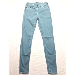 TRUE RELIGION Serena Jeans Women 26x29 Turquoise Green Skinny Stretch Denim USA